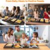 FEPPO Electric Warming Tray, 4-in-1 Food Warmers for Parties Buffet with 10 Temp Settings and Timer, 33"x15" Glass Surface Warming Mat for Food, Modular Buffet Hot Plates for Catering and Gatherings