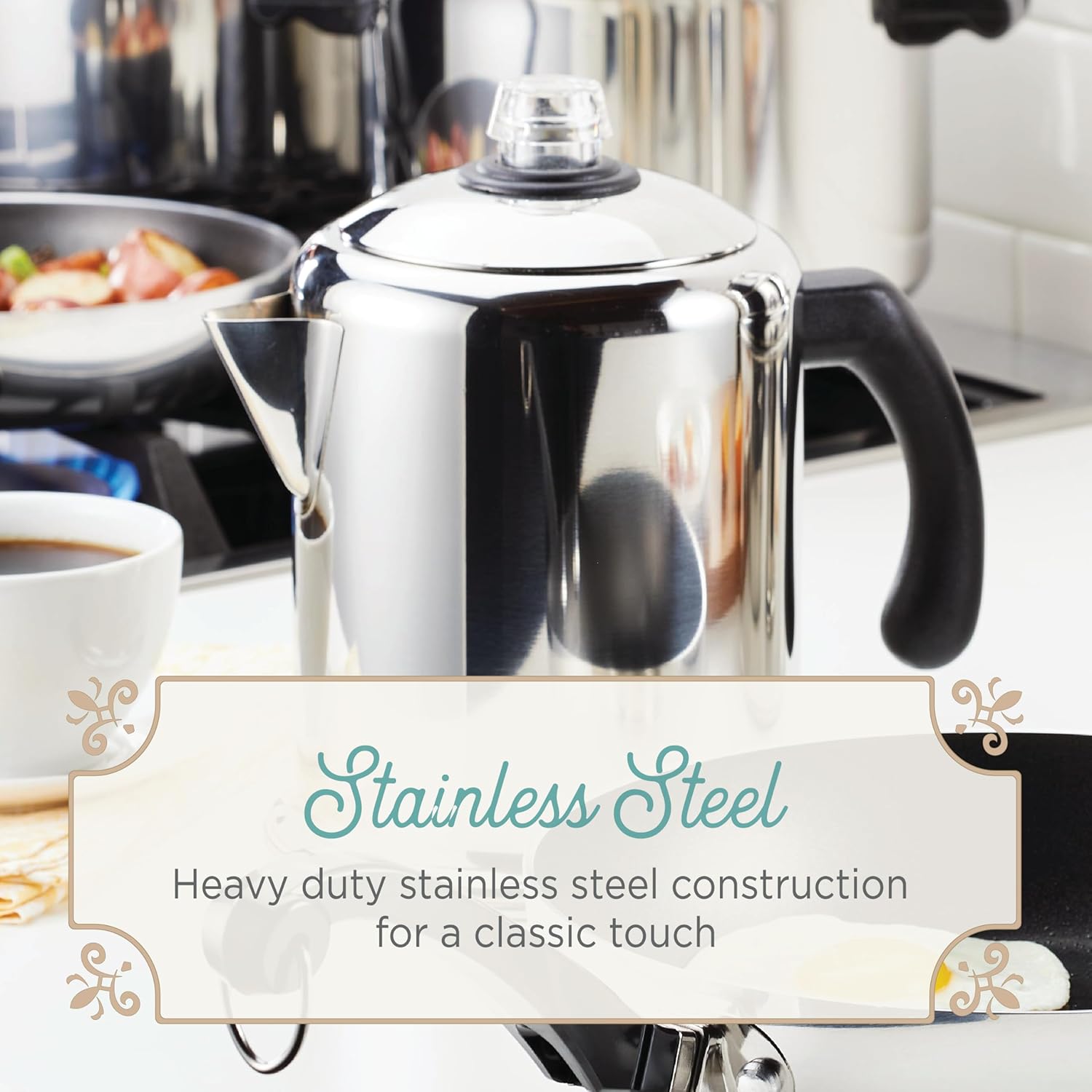 Farberware 47053 Classic Stainless Steel Yosemite 12-Cup Coffee Percolator, 12 Cup Coffee Maker, Silver1 Farberware 47053 Classic Stainless Steel Yosemite 12-Cup Coffee Percolator, 12 Cup Coffee Maker, Silver