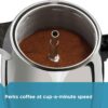 Farberware Electric Coffee Percolator, FCP240, Stainless Steel Basket, Automatic Keep Warm, No-Drip Spout, 4 Cup, Black/Silver