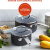 GreenPan Valencia Pro Ceramic Nonstick 1.66QT & 3.3QT Saucepan Pots with Lids Set, Hard Anodized PFAS-Free Cookware, Induction Ready & All Cooktops, Soup & Sauce, Dishwasher & Oven Safe to 600F, Gray