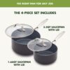 GreenPan Valencia Pro Ceramic Nonstick 1.66QT & 3.3QT Saucepan Pots with Lids Set, Hard Anodized PFAS-Free Cookware, Induction Ready & All Cooktops, Soup & Sauce, Dishwasher & Oven Safe to 600F, Gray