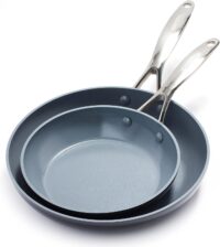 GreenPan Valencia Pro Hard Anodized Healthy Ceramic Nonstick 8" and 10" Frying Pan Skillet Set, PFAS-Free, Induction, Dishwasher Safe, Oven Safe, Gray