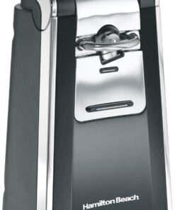 Hamilton Beach Smooth Touch Electric Automatic Can Opener with Easy Push Down Lever, Eliminates Sharp Edges, Opens All Standard-Size and Pop-Top Cans, Extra Tall, Black and Chrome (76606AG)