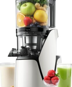 Juicer Machines, 3-in-1 Cold Press Juicer with 6.5" Extra Large Chute, 100oz Large Capacity, AC Motor, Makes Juice, Nut Milk & Sorbet, Bright White