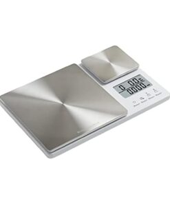 KitchenAid KQ909 Dual Platform Digital Kitchen and Food Scale, 11 Pound Capacity and Precision 16oz Capacity, White with Stainless Steel