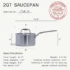 Made In Cookware - 2 Quart Saucepan with Lid - Stainless Clad 5 Ply Construction - Induction Compatible - Professional Cookware - Made in Italy
