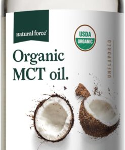 Natural Force Organic MCT Oil – Pure Glass Bottle – Made from 100% Virgin Coconut Oil + Certified Keto, Paleo, Kosher, Vegan & Non-GMO – Lab Tested for Quality and Purity - 16 Ounce