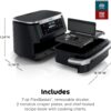 Ninja Foodi 6-in-1 FlexBasket Air Fryer with 7-QT MegaZone & Basket Divider for Large Proteins & Full Meals, Smart Finish Cook 2 Foods 2 Ways, Family Sized Capacity, Air Fry, Roast & More, Black DZ071