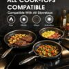 Non Stick Frying Pans Set 8, 10, and 12 Inch 6 Pcs Skillet with Tempered Glass Lids, Stay-cooling Handle, PFOA Free Non Toxic Dishwash & Oven Safe Kithchen Cookware Set Compatible All Cooktops