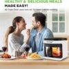 Nutrichef 5.8 Quart Air Fryer | 8-1 Preset Cook Modes | Transparent Fry Bowl for Best Cooking Results | Cook Shrimp, Steak, Fries, Wings, Chicken & More | Precise Temperature Control & Time | White