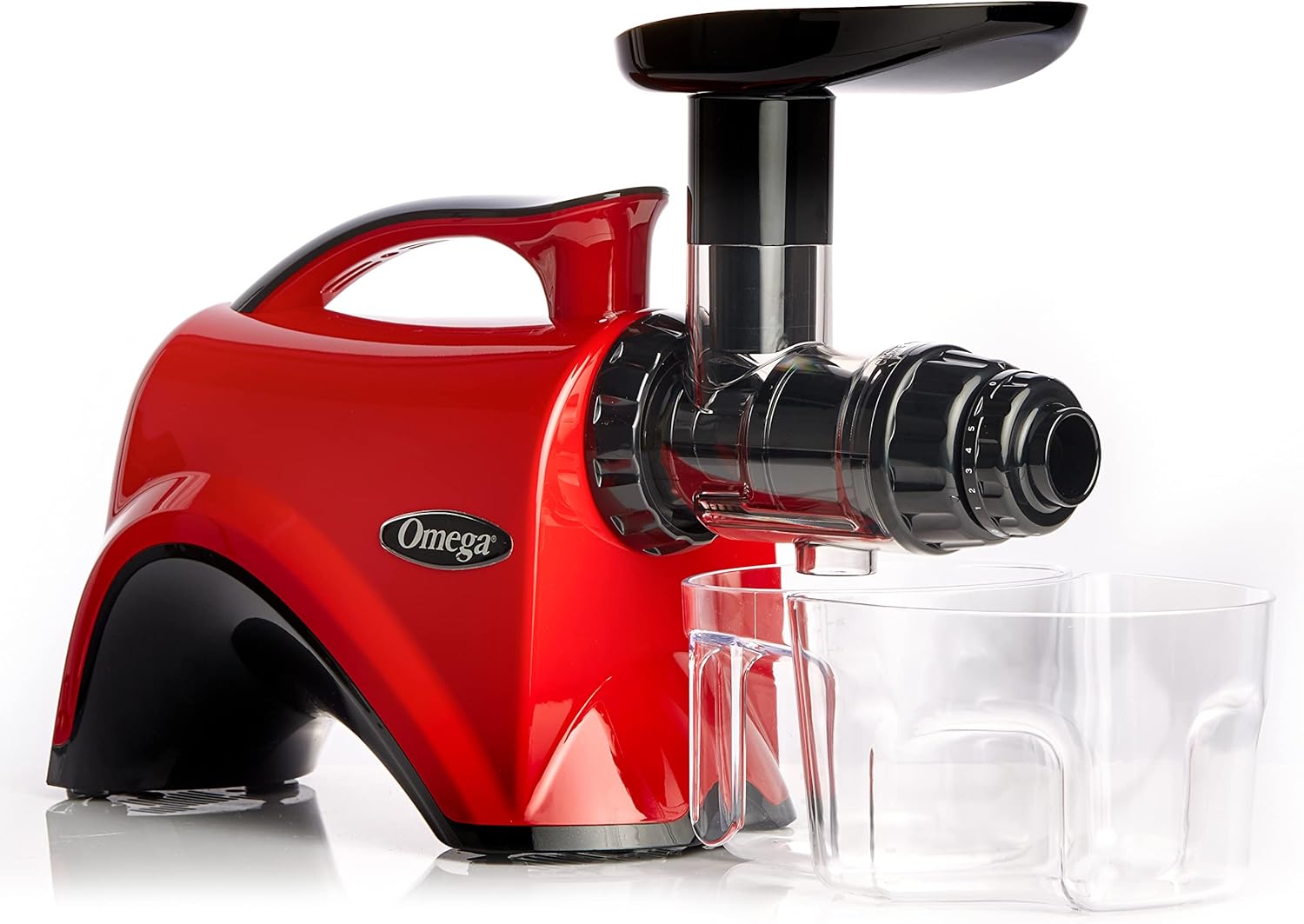 Omega Juicer Premium Vegetable and Fruit Juice Extractor and Nutrition System Makes Nut Milks Baby Food and Sorbets, Adjustable Pressure Settings 80-RPM Slow Masticating Juicer, 150-Watts, Red33 Omega Juicer Premium Vegetable and Fruit Juice Extractor and Nutrition System Makes Nut Milks Baby Food and Sorbets, Adjustable Pressure Settings 80-RPM Slow Masticating Juicer, 150-Watts, Red
