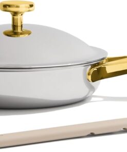 Our Place Mini Titanium Always Pan Pro | 8.5" PFAS-Free Nonstick Frying Pan with Spatula | Chef-Grade Tri-Ply Stainless Steel & Aluminum Build | Induction & Oven-Safe up to 750°F | Gold