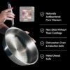 Plateful Titanium Pan For Cooking 12" - Pure, No Coating Non-Stick Titanium Cookware, Frying Pans, Hammered Pan, Safe For Oven, Induction & Cooktops Up To 750°F, Includes Lid