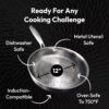 Plateful Titanium Pan For Cooking 12" - Pure, No Coating Non-Stick Titanium Cookware, Frying Pans, Hammered Pan, Safe For Oven, Induction & Cooktops Up To 750°F, Includes Lid