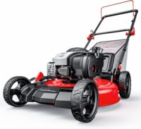 PowerSmart 21" 3-in-1 Gas Push Lawn Mower with 140cc 4-Stroke Engine - Wide Cutting Deck, 6 Height Adjustments, Mulching Capability
