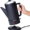 Presto 02815 12-Cup Cordless Coffee Percolator - Stainless Steel, Modern Design, Easy Pour Spout, Stay-Cool Handle, Matte-Black