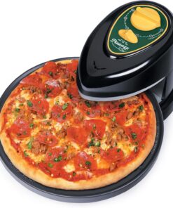 Presto 03434 Pizzaz Plus Rotating Oven - 12-Inch, Countertop Pizza Oven, Nonstick Tray, Top and Bottom Heating Elements, Easy to Clean, Green/Gold