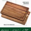 ROYAL CRAFT WOOD Acacia Wood Cutting Boards Set of 3 – Premium Wooden Cutting Boards for Kitchen Meal Prep & Serving - Charcuterie & Chopping Butcher Block for Meat with Deep Juice Groove Side Handles