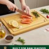 ROYAL CRAFT WOOD Wooden Cutting Boards for Kitchen Meal Prep & Serving - Bamboo Wood Serving Board Set with Deep Juice Groove Side Handles - Charcuterie & Chopping Butcher Block for Meat