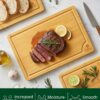 ROYAL CRAFT WOOD Wooden Cutting Boards for Kitchen Meal Prep & Serving - Bamboo Wood Serving Board Set with Deep Juice Groove Side Handles - Charcuterie & Chopping Butcher Block for Meat