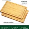 ROYAL CRAFT WOOD Wooden Cutting Boards for Kitchen Meal Prep & Serving - Bamboo Wood Serving Board Set with Deep Juice Groove Side Handles - Charcuterie & Chopping Butcher Block for Meat