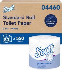 Scott Professional Standard Roll Toilet Paper, Bulk (04460), 2-Ply, Elevated Design, White, Individually Wrapped (80 Rolls of 550 Sheets, 44,000 Sheet Total)