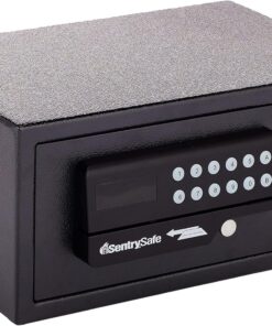 SentrySafe Black Steel Safe with Card Swipe Reader and Digital Keypad Lock, Small Safe with Interior Lighting and Bolt Down Kit, 0.41 Cubic Feet, H060ES