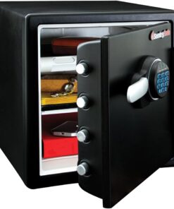 SentrySafe Fireproof and Waterproof Steel Home Safe with Keypad, Floor Safe with Interior Lighting and Shelves, 1.23 Cubic Feet, 17.8 x 16.3 x 19.3 Inches, SFW123FUL