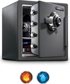 SentrySafe Medium Gray Fireproof Safe and Waterproof Safe Box with Dial Combination, Home Security for Money, Documents, or other Valuables, 1.23 Cubic Feet, SFW123DSB