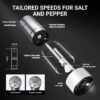 ThermoMaven Electric Salt and Pepper Grinder Set, 110ml Larger Rechargeable Automatic Salt and Pepper Mill Grinder with 6 Adjustable Coarseness, Salt and Pepper Shakers, LED, 2 Packs, Black & White