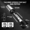 ThermoMaven Upgraded Larger Capacity Electric Salt and Pepper Grinder Set, 110ml Rechargeable Salt and Pepper Shaker with LED light, 6 Adjustable Coarseness, Stainless Steel, Black & Silver