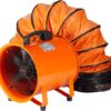 VEVOR Air Mover Blower Fan 12 Inch, 3198CFM 585W with 16.4ft Flexible Duct, Industrial Portable Ventilator Blower/Exhaust, Orange