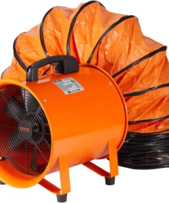 VEVOR Air Mover Blower Fan 12 Inch, 3198CFM 585W with 16.4ft Flexible Duct, Industrial Portable Ventilator Blower/Exhaust, Orange