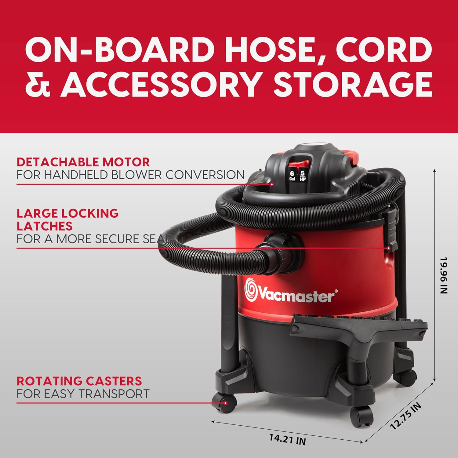 Vacmaster Wet Dry Vacuum with Detachable Blower 6 Gallon 5 Peak HP-VBVB611PF 110127 Vacmaster Wet/Dry Vacuum with Detachable Blower 6 Gallon 5 Peak HP-VBVB611PF 1101