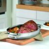 Viking 3-Ply Oval Roasting Pan, 8.5 Quart, Stainless Steel Kitchen Cookware with Metal Induction Lid and Rack, Great for Turkey, Dishwasher and Oven Safe, Silver