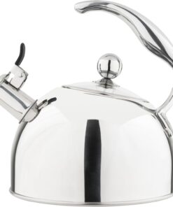 Viking 3-Ply Stainless Steel Tea Kettle, 2.6 Quart Stovetop Hot Water Pot with Tempered Glass Lid, Ergonomic Handle, Induction Ready, Mirror Finish