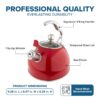 Viking 3-Ply Stainless Steel Tea Kettle, 2.6 Quart Stovetop Hot Water Pot with Tempered Glass Lid, Ergonomic Handle, Induction Ready, Red