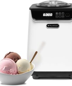 Whynter Ice Cream Maker Machine Automatic 1.28 Qt Upright with Built-in Compressor, LCD Digital Display & Timer, No Pre-Freezing, ICM-128WS, White