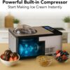 Whynter Ice Cream Maker Machine Automatic 2.1 Qt. with Built-In Compressor, LCD Digital Display & Timer, No Pre-Freezing, ICM-200LS, Stainless Steel