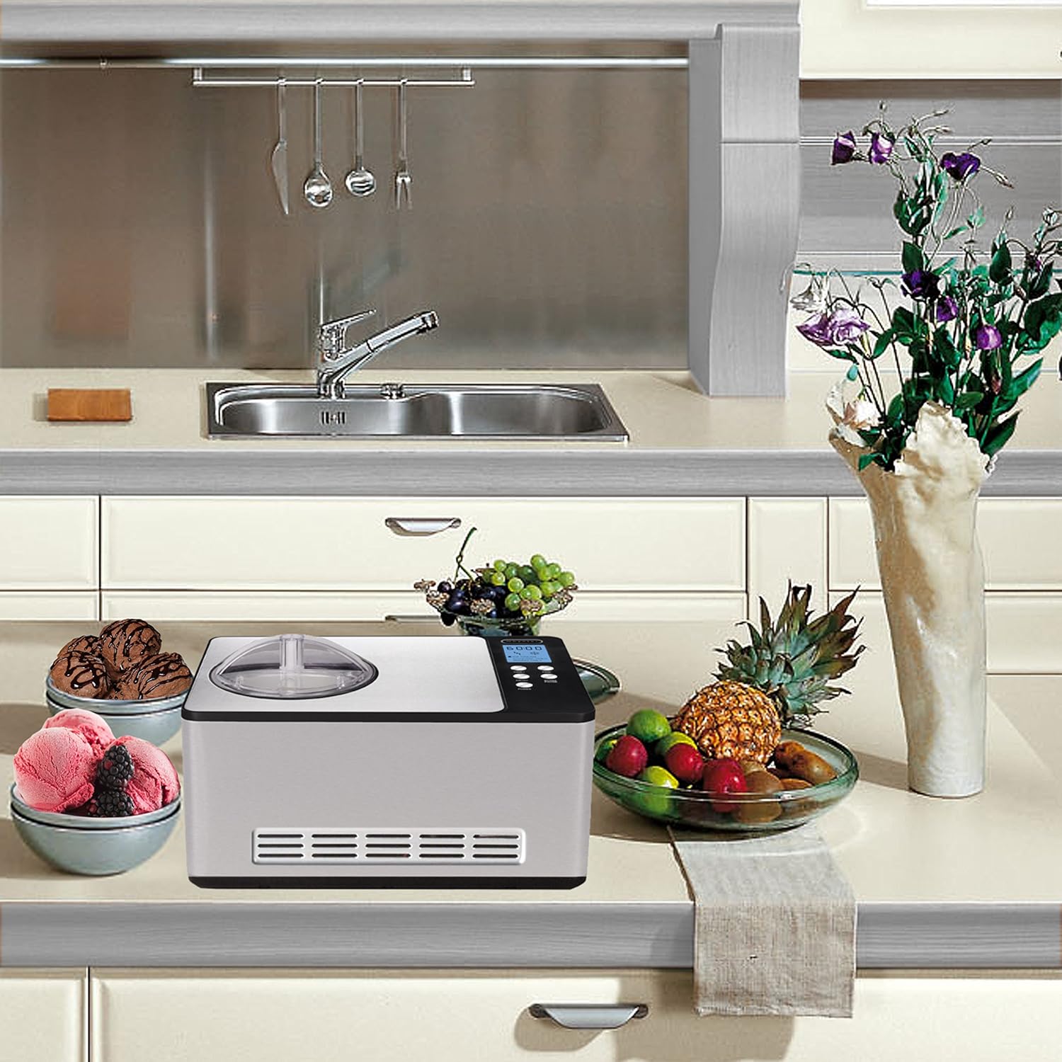 Whynter Ice Cream Maker Machine & Yogurt Automatic 2 Qt. with Built-In Compressor, LCD Digital Display & Timer, No Pre-Freezing, ICM-220SSY, Stainless Steel12 Whynter Ice Cream Maker Machine & Yogurt Automatic 2 Qt. with Built-In Compressor, LCD Digital Display & Timer, No Pre-Freezing, ICM-220SSY, Stainless Steel