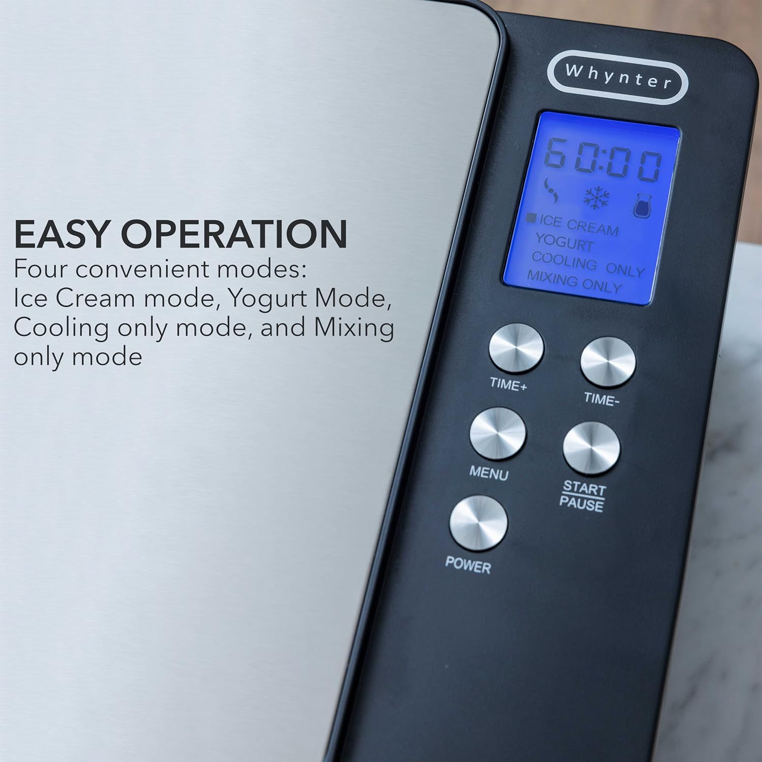Whynter Ice Cream Maker Machine & Yogurt Automatic 2 Qt. with Built-In Compressor, LCD Digital Display & Timer, No Pre-Freezing, ICM-220SSY, Stainless Steel25 Whynter Ice Cream Maker Machine & Yogurt Automatic 2 Qt. with Built-In Compressor, LCD Digital Display & Timer, No Pre-Freezing, ICM-220SSY, Stainless Steel