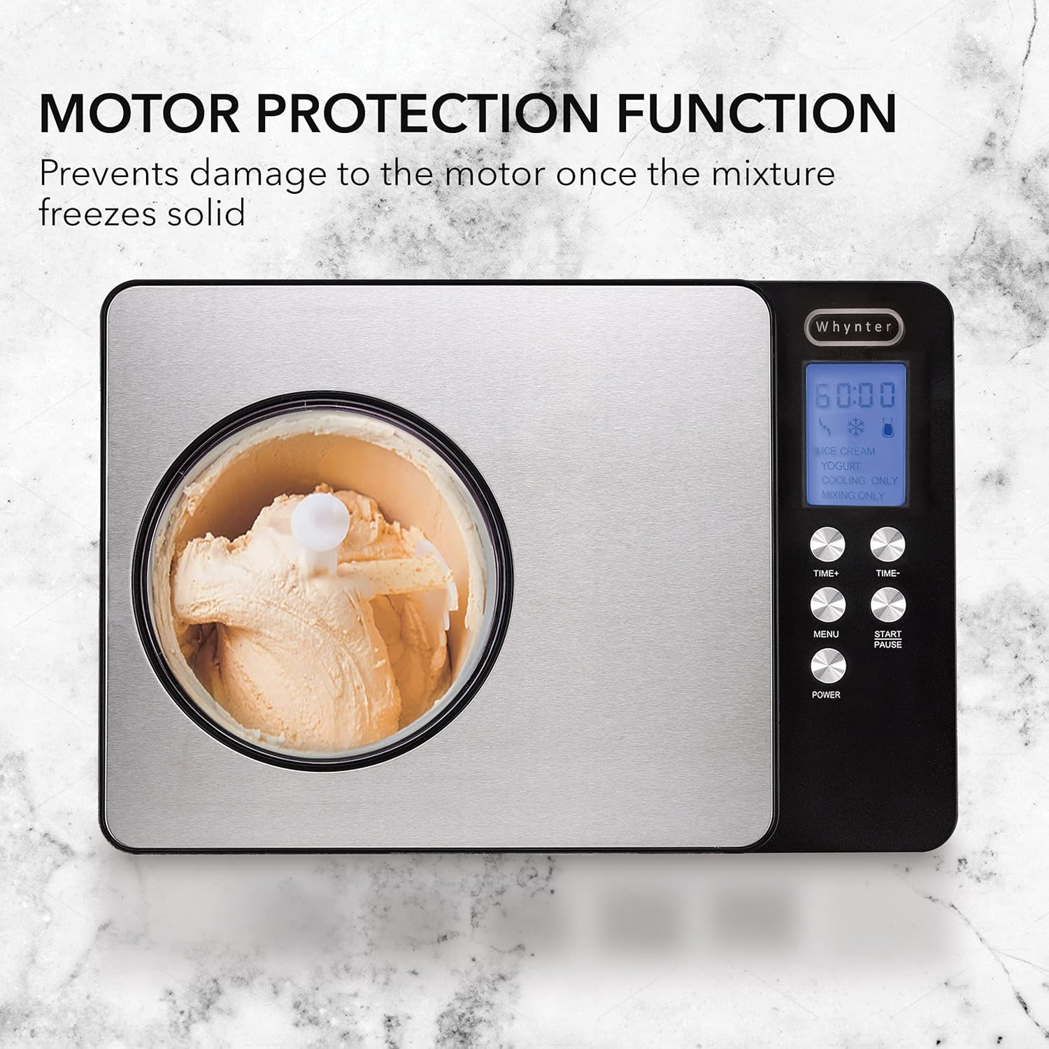 Whynter Ice Cream Maker Machine & Yogurt Automatic 2 Qt. with Built-In Compressor, LCD Digital Display & Timer, No Pre-Freezing, ICM-220SSY, Stainless Steel6 Whynter Ice Cream Maker Machine & Yogurt Automatic 2 Qt. with Built-In Compressor, LCD Digital Display & Timer, No Pre-Freezing, ICM-220SSY, Stainless Steel