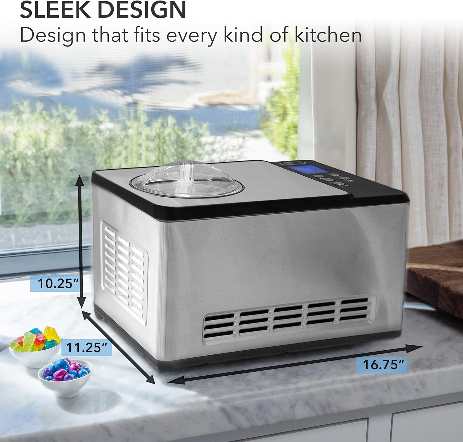 Whynter Ice Cream Maker Machine & Yogurt Automatic 2 Qt. with Built-In Compressor, LCD Digital Display & Timer, No Pre-Freezing, ICM-220SSY, Stainless Steel7 Whynter Ice Cream Maker Machine & Yogurt Automatic 2 Qt. with Built-In Compressor, LCD Digital Display & Timer, No Pre-Freezing, ICM-220SSY, Stainless Steel