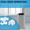 Whynter Portable Air Conditioner 12,000 BTU & Heater with Dual Hose Dehumidifier & Cooling Fan for 400 Sq Ft Rooms, Includes AC Unit Window Kit Elite ARC-122DHP (7,000 SACC), Silver