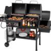 2-Burner Gas and Charcoal Grill Combo with Offset Smoker & Side Burner, 34,000 BTU Dual Fuel Grill, 1020 Sq. In. Cooking Area, Ideal for Outdoor Cooking, Black, ZH3005Y-SC