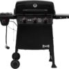 3 Burner Propane Gas Grill with Side Burner, Porcelain-Enamel Main Body and Lid, Propane BBQ Grill with 38,000 BTUs Output & Side Table for Patio, Backyard, Poolside Gatherings