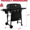 3 Burner Propane Gas Grill with Side Burner, Porcelain-Enamel Main Body and Lid, Propane BBQ Grill with 38,000 BTUs Output & Side Table for Patio, Backyard, Poolside Gatherings