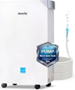 4500 Sq.Ft Energy Star Most Efficient 2025 Dehumidifier with Pump, AEOCKY Max 80 Pint/Day Smart Compressor Dehumidifier with Drain Hose, Intelligent Humidistat,for Basement,Bedroom,Home (White)