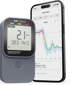 Airthings 325 Corentium Home 2 Smart Digital Radon Detector - Portable and Easy-to-use Radon Testing with Bluetooth connectivity and Humidity & Temperature Sensors