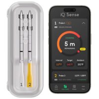 CHEF iQ Sense | Smart Wireless Meat Thermometer | 2 Ultra-Thin Probes | WiFi Unlimited Range | 1000°F Heat Safe | 5 Sensors | BBQ, Grill, Oven, Smoker, Air Fryer | Gen3 | White